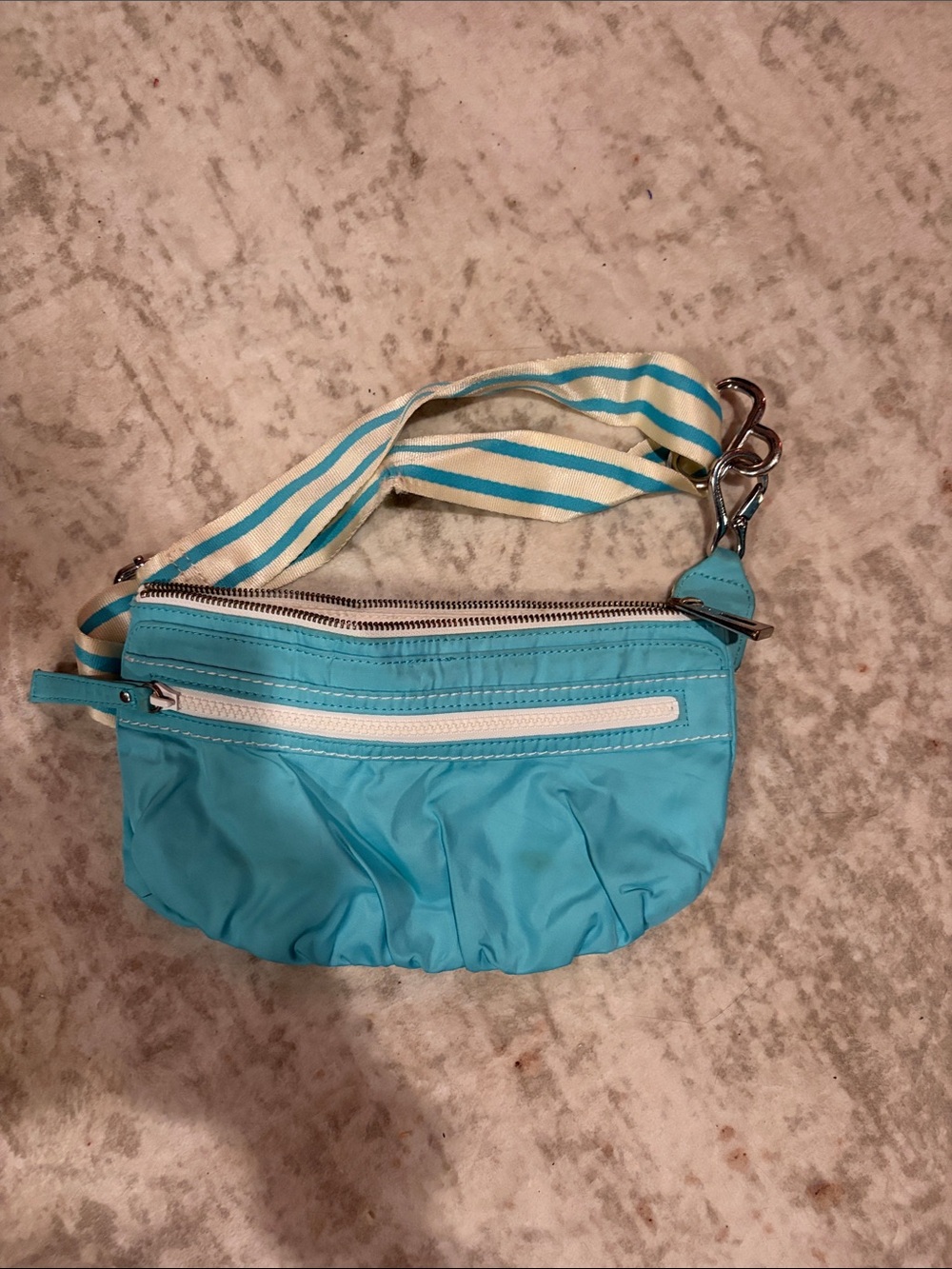 lululemon athletica Turquoise Crossbody Bag with Striped Strap